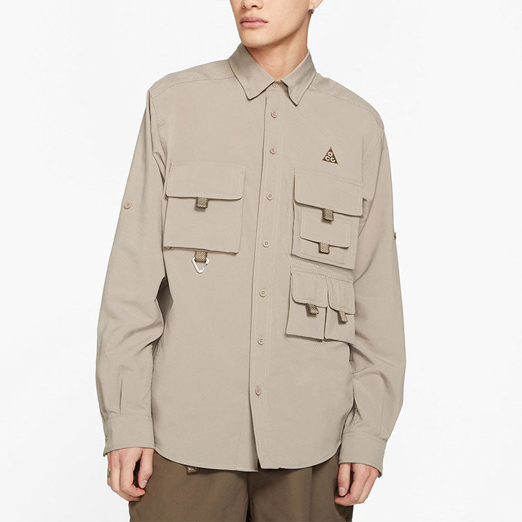 Men's Nike ACG Dri-FIT ADV UV Devastation Trail Sports Functional Waterproof Pocket Long Sleeves Autumn Khaki Jacket DB1014-087
