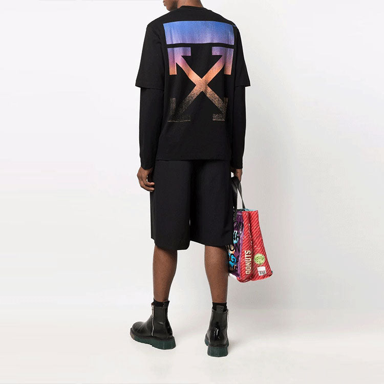 Men's Off-White Gradient Arrow Long Sleeves Loose Fit Black T-Shirt OMAB066F21JER0041084