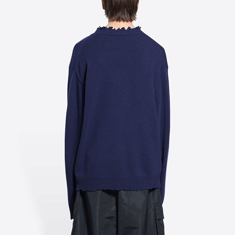 Balenciaga Double B Highneck Wool Knit Sweater 'Blue' 682010T16274011