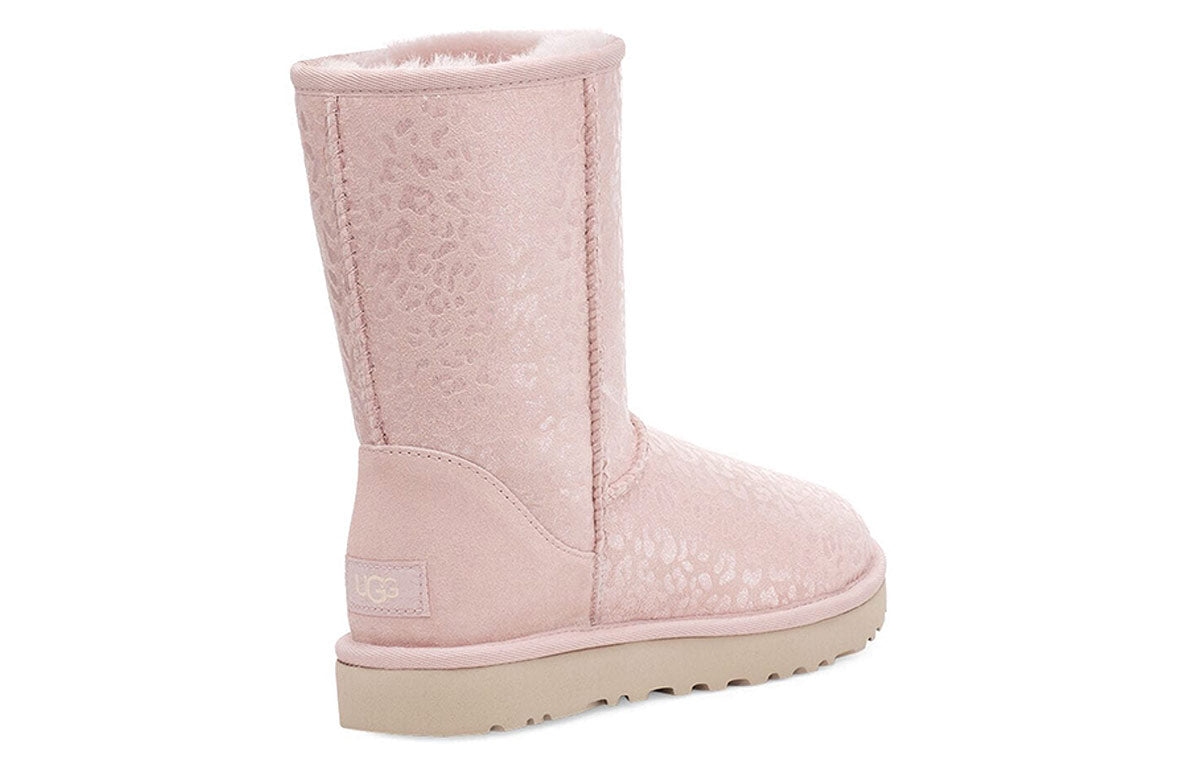(WMNS) UGG Classic Short Snow Leopard Fleece Lined Pink 1113495-QRT