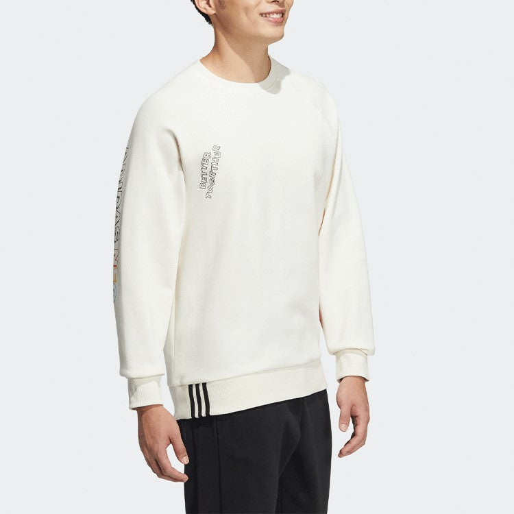 Men's adidas neo x SESAME STREET Crossover Thicken Sports Round Neck Pullover Pink White HM7481