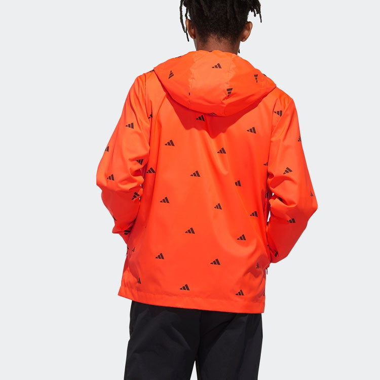 adidas Windproof Training Sports Casual Jacket Red FM9421