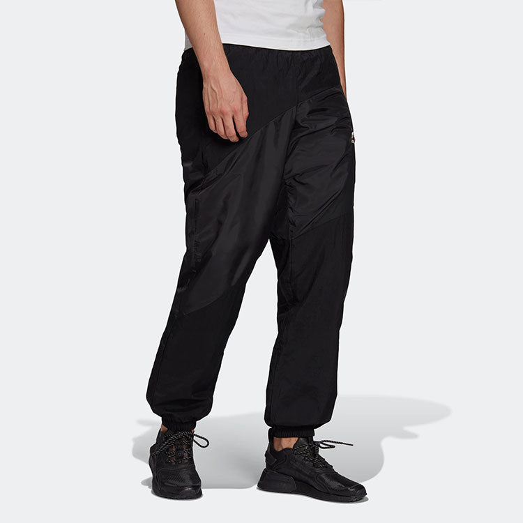 Men's adidas originals Casual Solid Color Splicing Sports Pants/Trousers/Joggers Black HE2953