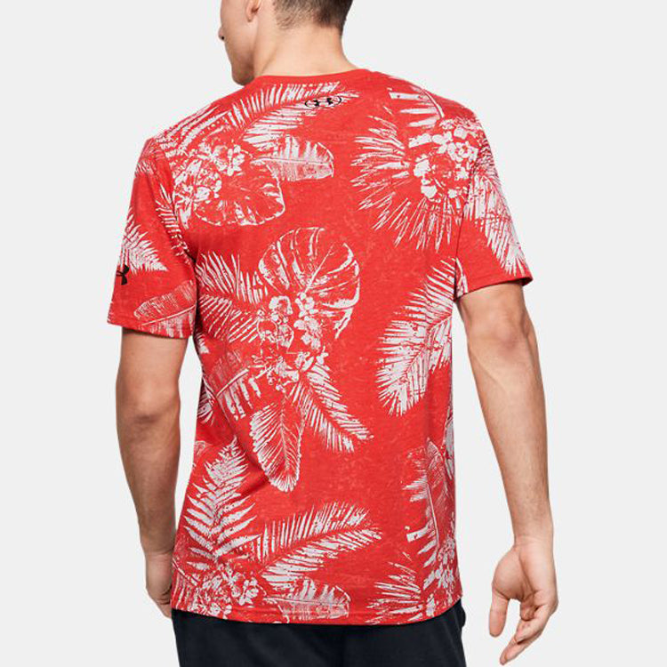 Men's Under Armour Project Rock Aloha Camo Short Sleeve Red 1351585-608