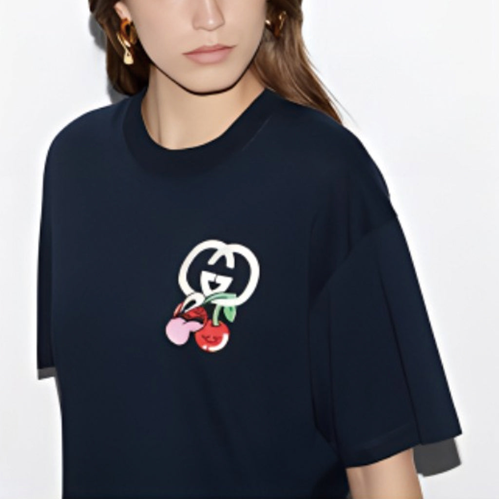 (WMNS) Gucci Cotton Jersey T-Shirt With Patch 'Navy' 776596-XJGHK-4215