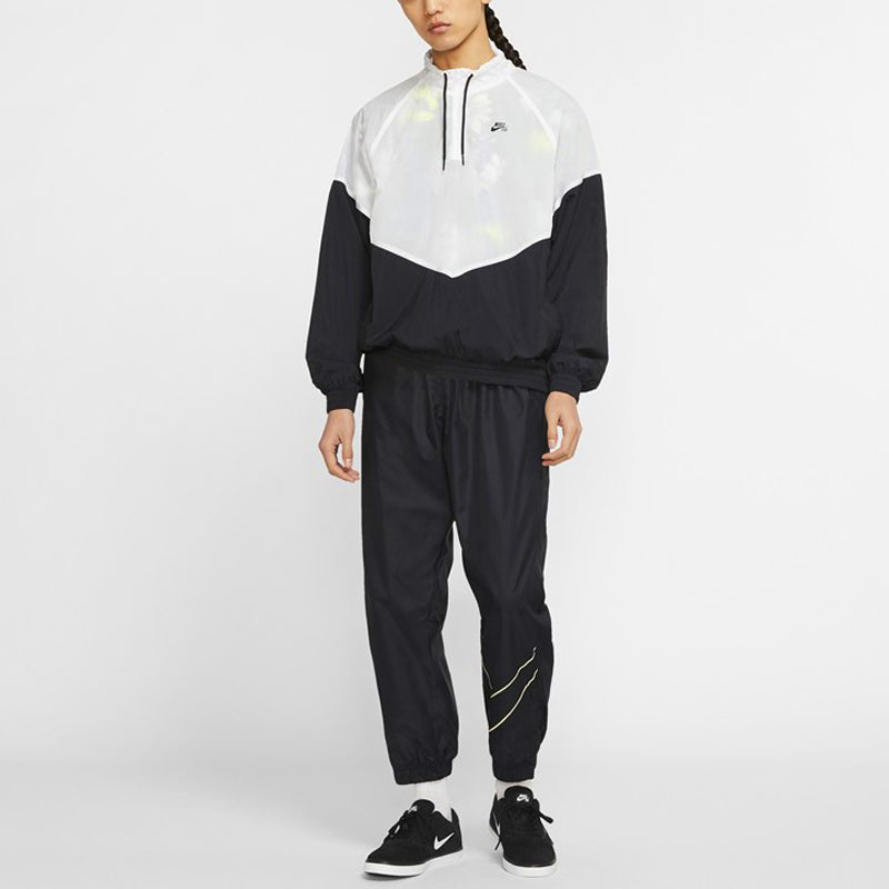 Nike SB Skateboard Splicing Half Zipper Long Sleeves Pullover Skateboard Sports Jacket Colorblock CI7106-010