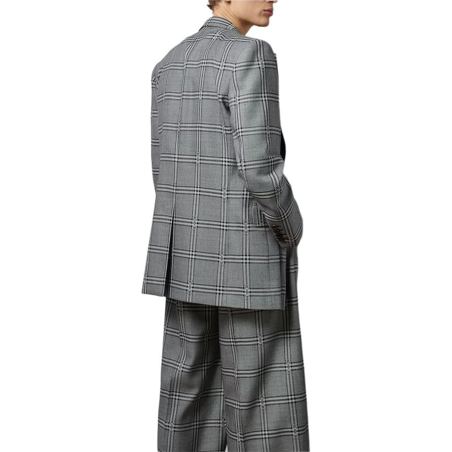 Gucci Horsebit Check Wool Jacket 'Grey Black' 770378-ZAOPD-1016