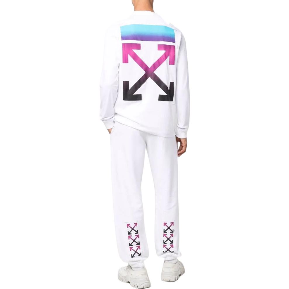 Men's Off-White SS22 Solid Color Arrow Pattern Sports Pants/Trousers/Joggers Loose Fit White OMCH029S22FLE01201320132