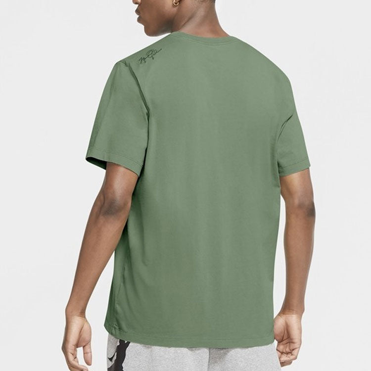 Men's Air Jordan Flight Essentials Logo Embroidered Alphabet Sports Short Sleeve Green T-Shirt CZ5060-353