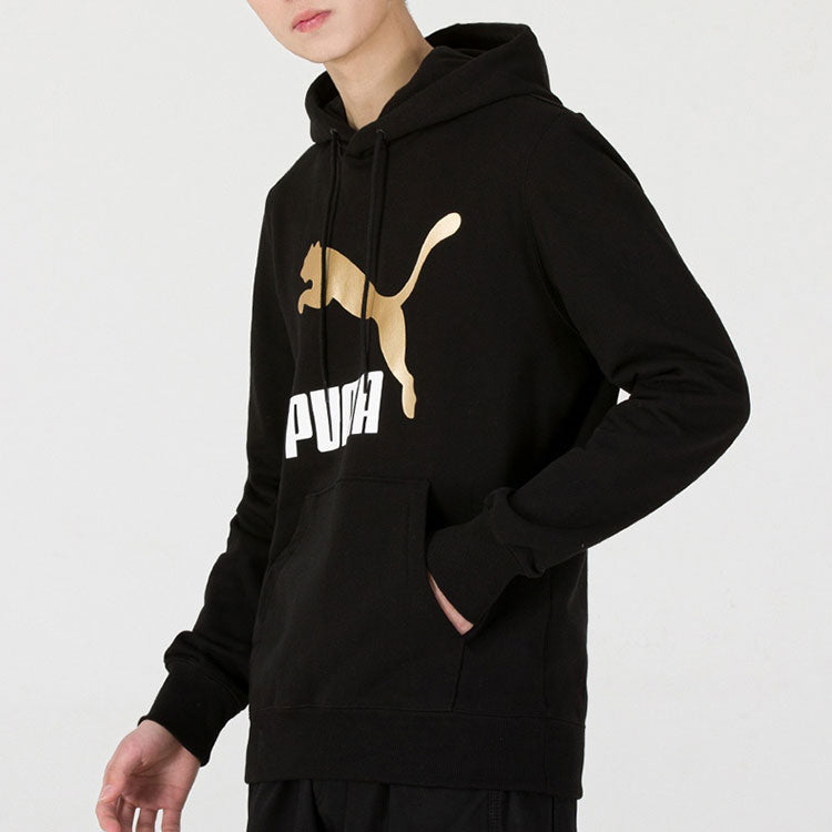 PUMA Classics Metallic Logo TR Logo Printing hooded Sports Black 535341-01