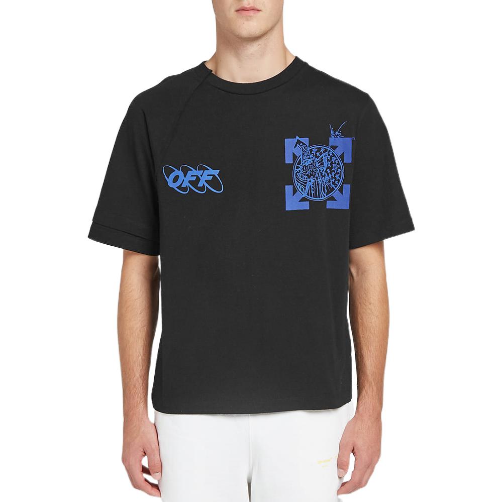 Off-White Cotton Classic Arrow Logo Printing Round Neck Short Sleeve Black OMAA078F191850171030