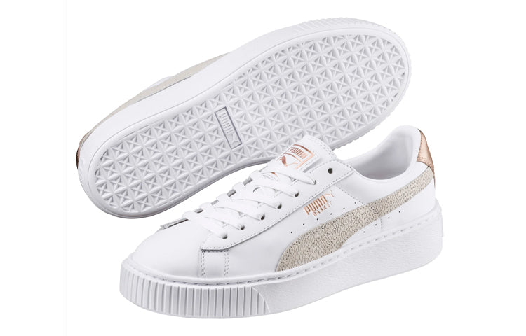 (WMNS) PUMA Basket Platform Euphoria RG 'White Gray Gold' 366814-02