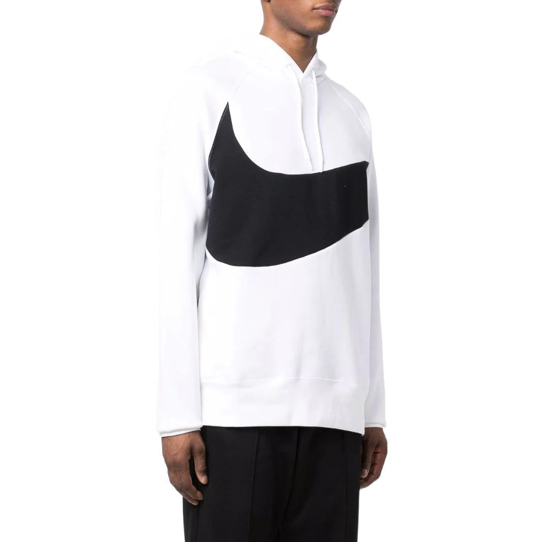Men's Nike Large Logo Printing Drawstring Hooded Pullover Long Sleeves White DD8222-100