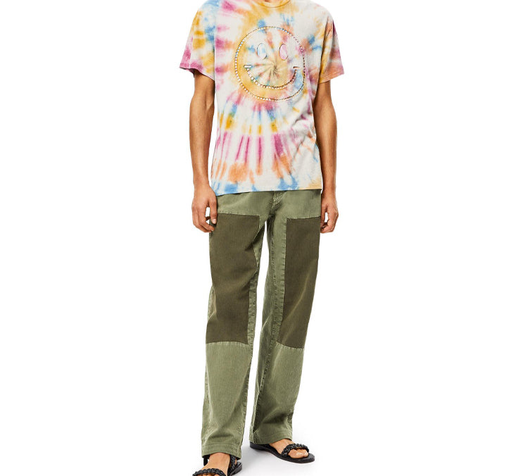 LOEWE Tie Dye Smiling Face Printing Short Sleeve Unisex Multicolor H616341X79-9990