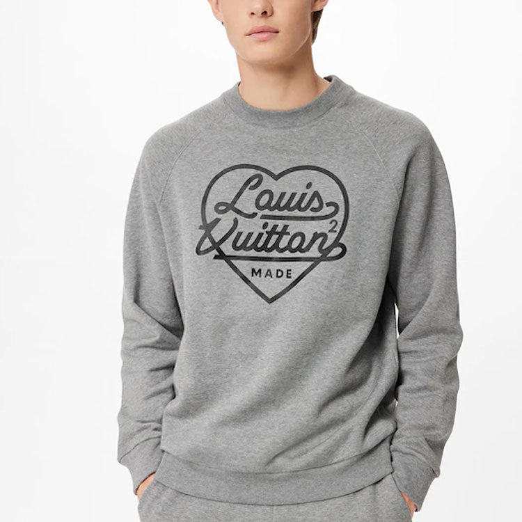 Men's LOUIS VUITTON x NIGO2 Crossover LV2 SS22 Large Love Logo Alphabet Printing Cozy Pullover Autumn Gray 1A9GLT