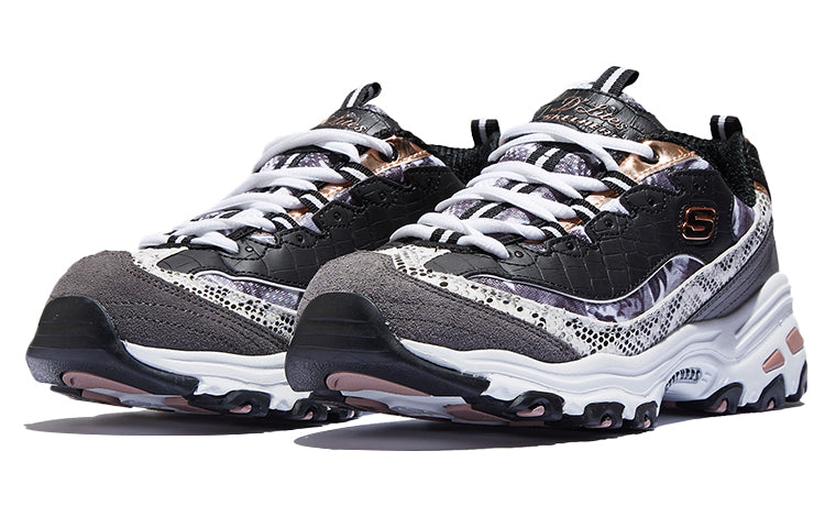 (WMNS) Skechers D'Lites-Runway Ready Low-Top Daddy Shoes Black/Purple 11918-BKRG