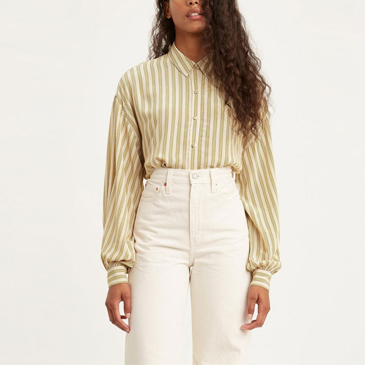 Levis Lapel Sleeve Stripe Long Sleeves Yellow Stripe Shirt 85382-0000