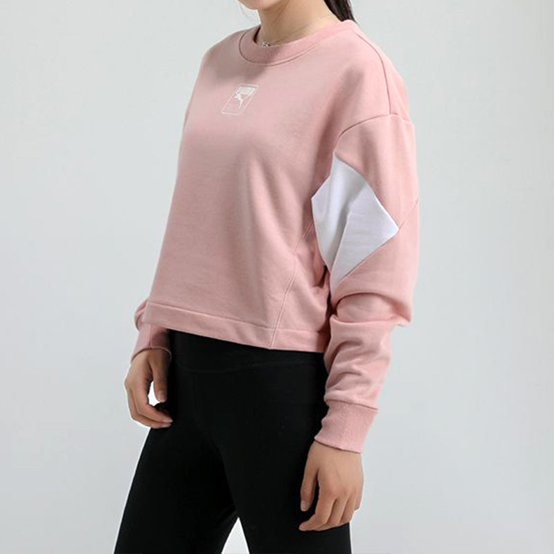 (WMNS) PUMA Rebel Crew Cropped Training Sweatshirt 'Pink White' 586520-15