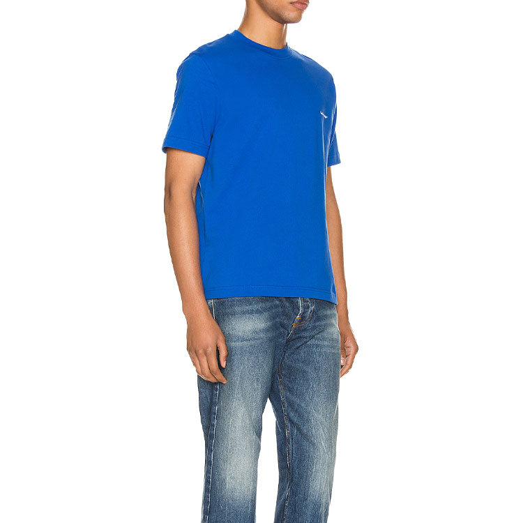 Men's Balenciaga SS21 Alphabet Small Logo Short Sleeve Blue 556151TBV438077