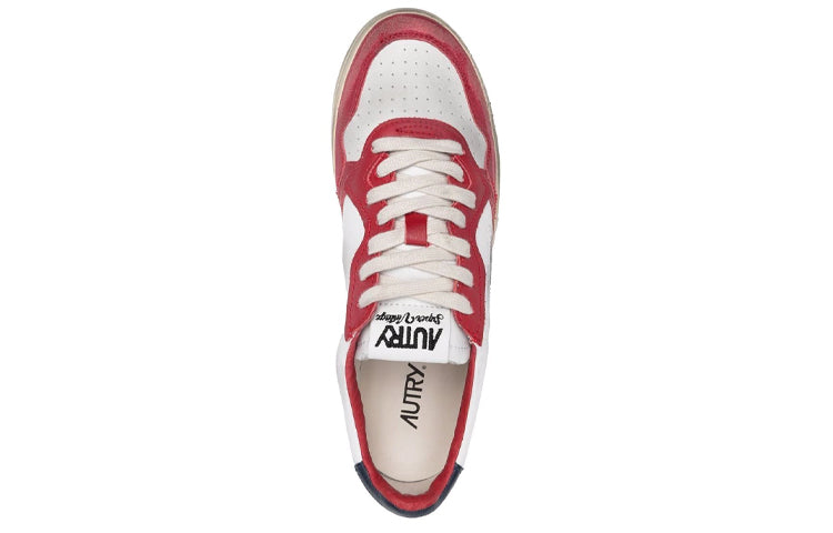 (WMNS) Autry Medalist Super Vintage Leather Low Sneakers 'White Black Red' AVLW-SV03