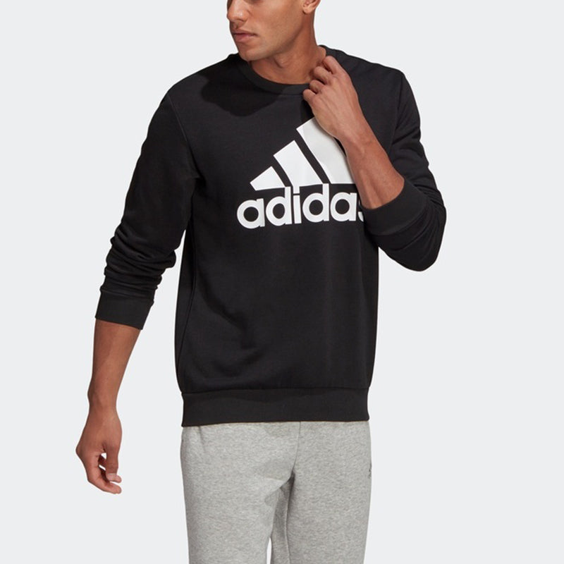 adidas M Bl Ft Swt Logo Printing Sports Round Neck Pullover Black GK9076
