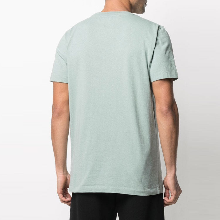 Men's Off-White Logo Embroidered Cotton Short Sleeve Green T-Shirt OMAA027R21JER0015010