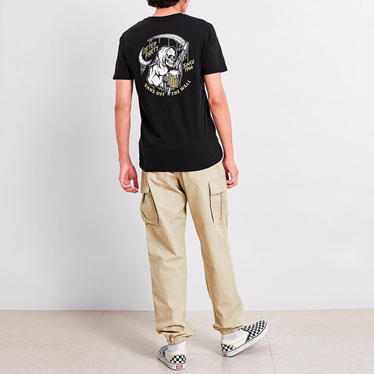 Men's Vans Skeleton Anime Printing Short Sleeve Black VN0A4MLYBLK