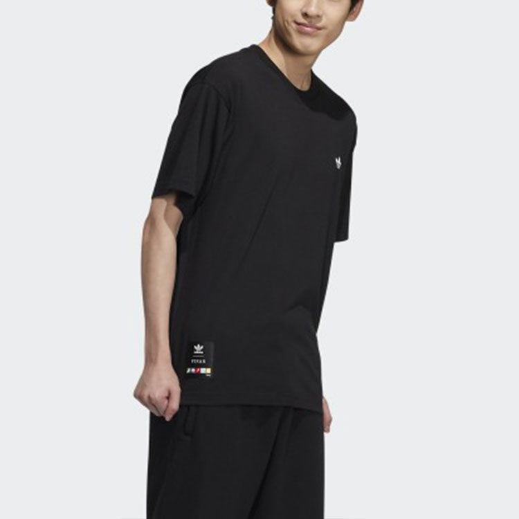 adidas originals Sports Leisure Back Print Round Collar Short Sleeve Men's Black HC6923