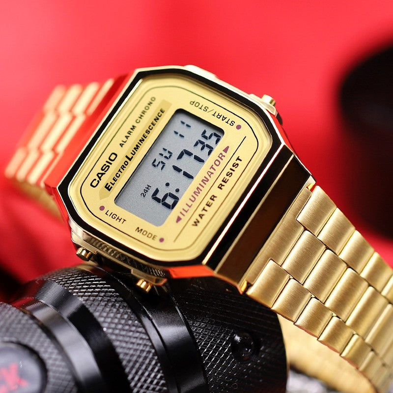 Casio Standard Digital Cube Watch 'Silver Gold' A168WG-9W&LA680WA-1B