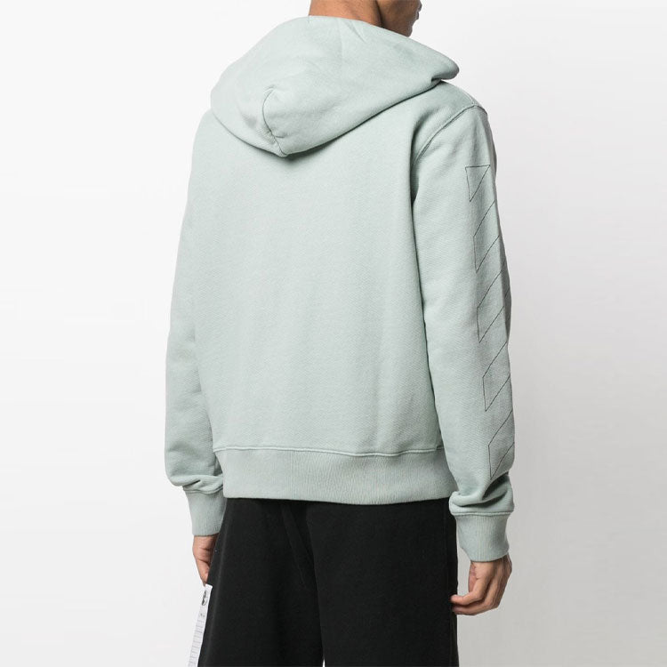 Off-White SS21 Stripe Logo Printing Hooded Jacket Green OMBE001R21FLE0015010