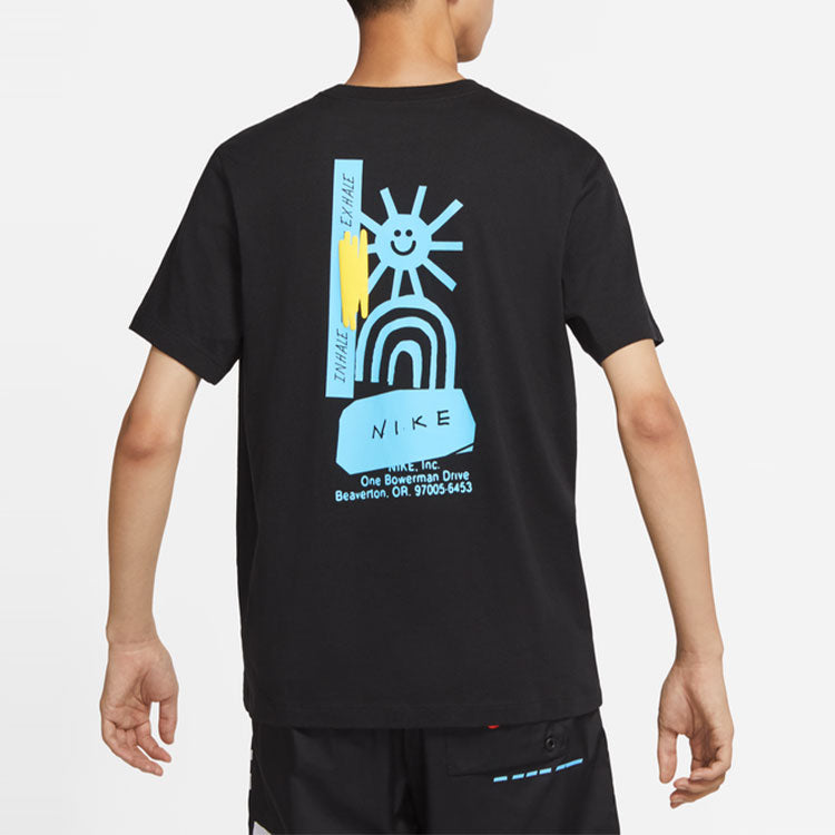 Men's Nike Logo Pattern Printing Round Neck Pullover Short Sleeve Black T-Shirt DR7810-010