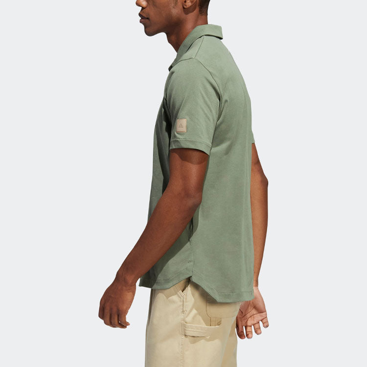 Men's adidas Solid Color Logo Golf Sports Short Sleeve Green Polo Shirt HP1919