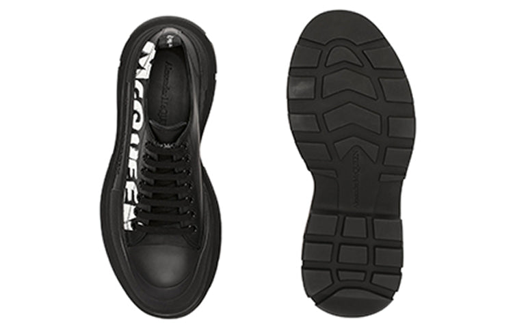 Alexander McQueen Tread Slick Low Lace Up Canvas Graffiti 'Black White' 682423WIABD1070