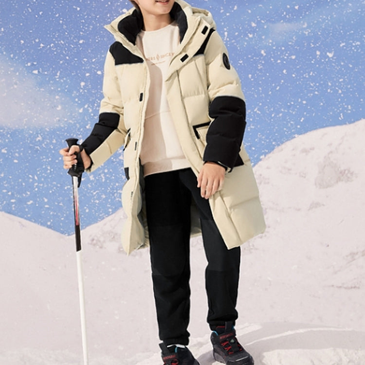 (GS) Skechers Hooded Long Down Jacket 'Beige Black' L422B010