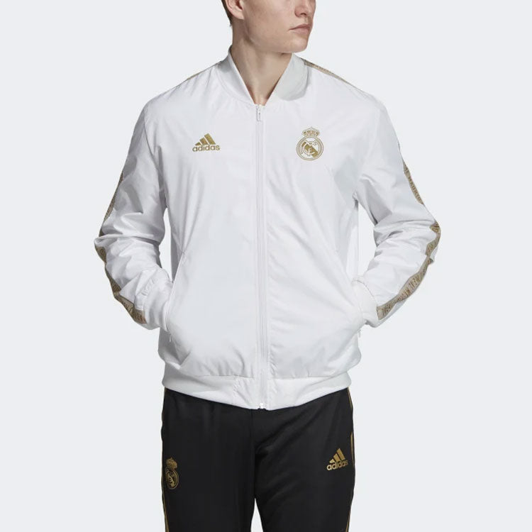 adidas Real Anthem Jkt real Madrid Soccer/Football Sports Embroidered Logo Jacket White DX8695