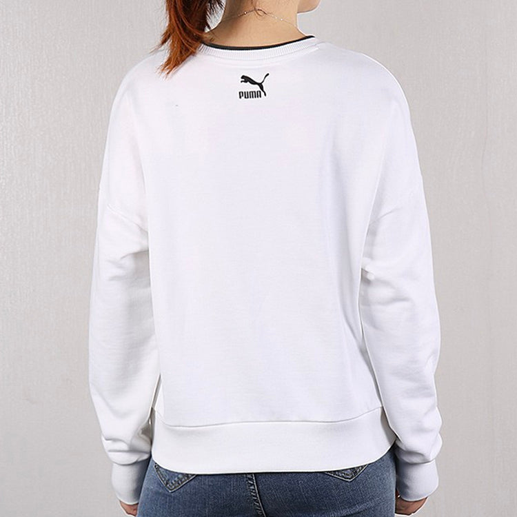 (WMNS) PUMA Long Sleeve Sweater 'White Black' 598128-02