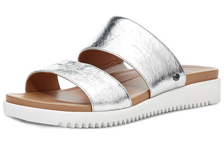 (WMNS) UGG Zyle Metallic Slide Silver Slippers 1116391-SLVR