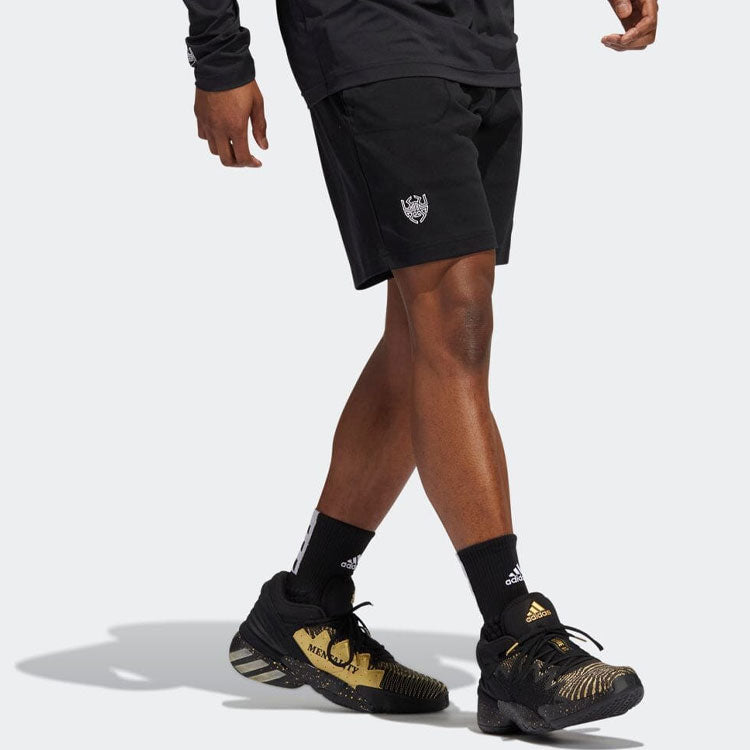 adidas Solid Color Lacing Basketball Sports Shorts Black HI5828
