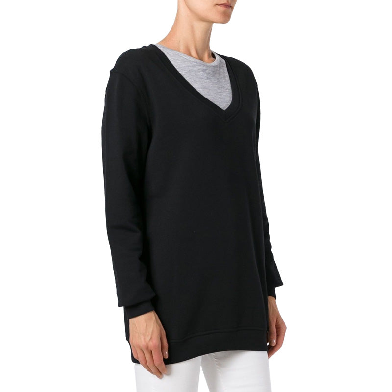 Alexander McQueen V-neck Printing Swea Black 423498-RHH04-1000