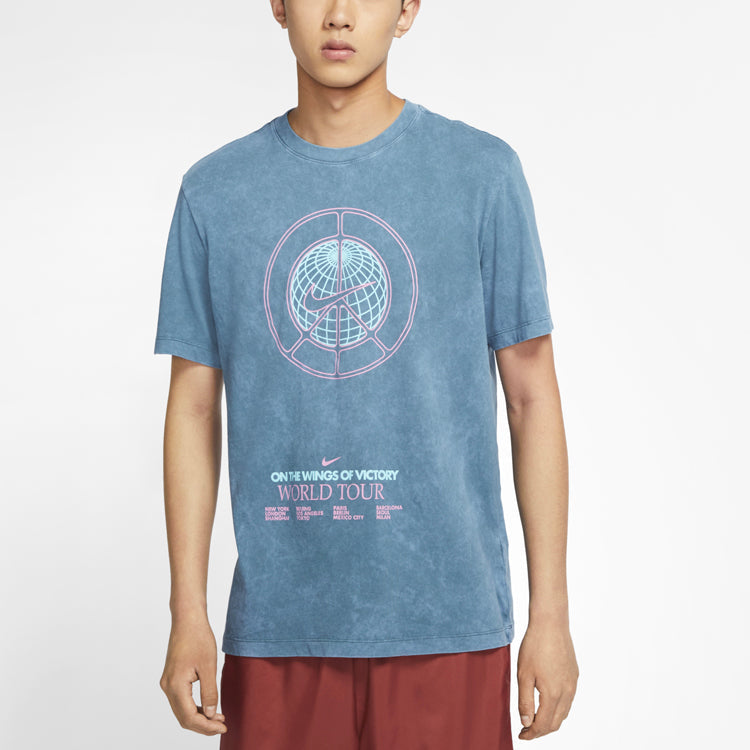 Nike Sportswear World Tour Casual Sports Round Neck Pullover Short Sleeve Gray Green Graygreen CW0407-058