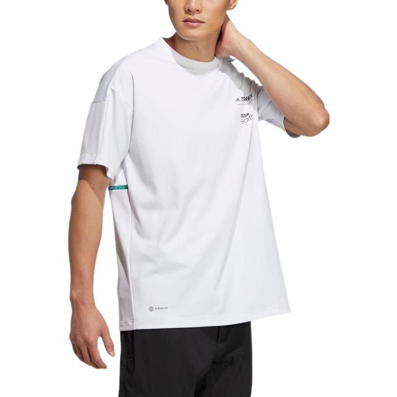 Men's adidas Alphabet Printing Round Neck Pullover Short Sleeve White T-Shirt HE5233