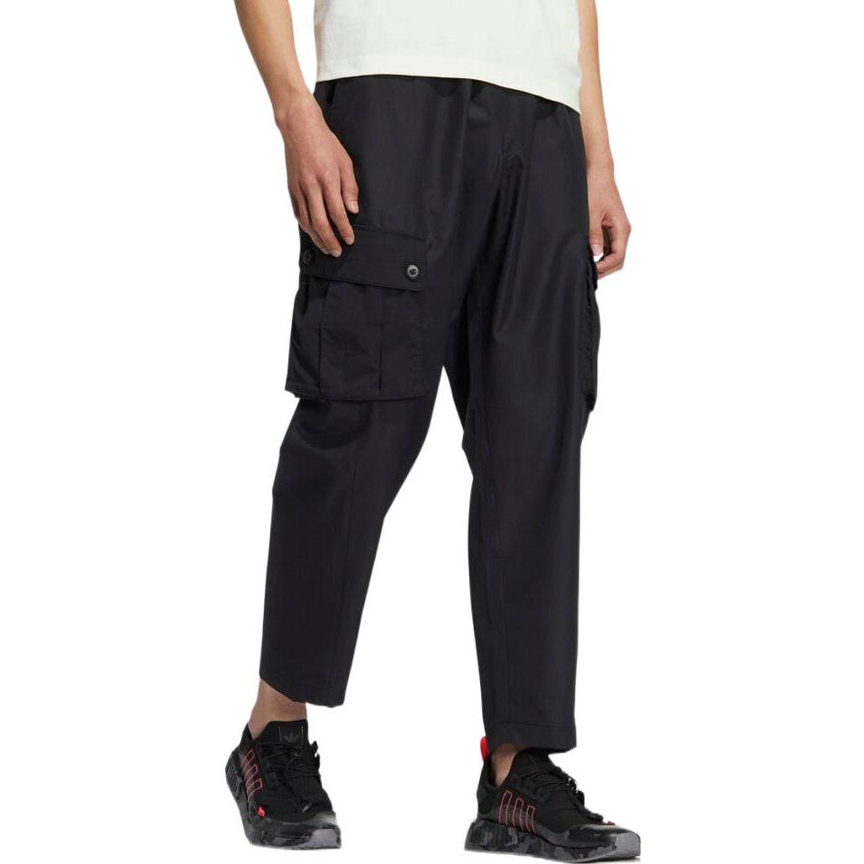 Men's adidas originals Solid Color Big Pocket Cargo Casual Pants/Trousers Black HU1155