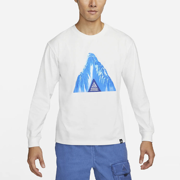 Men's Nike ACG Ice Cave Casual Sports Breathable Round Neck Long Sleeves White T-Shirt DJ5777-121