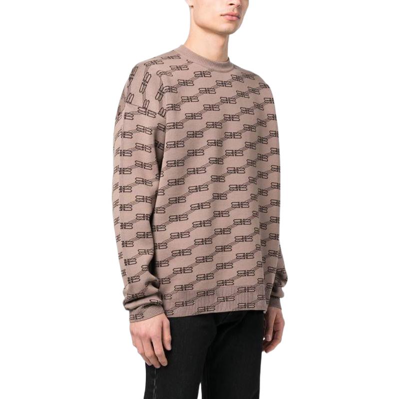 Balenciaga BB Allover Crewneck Knit Sweater 'Beige' 733859T32539378