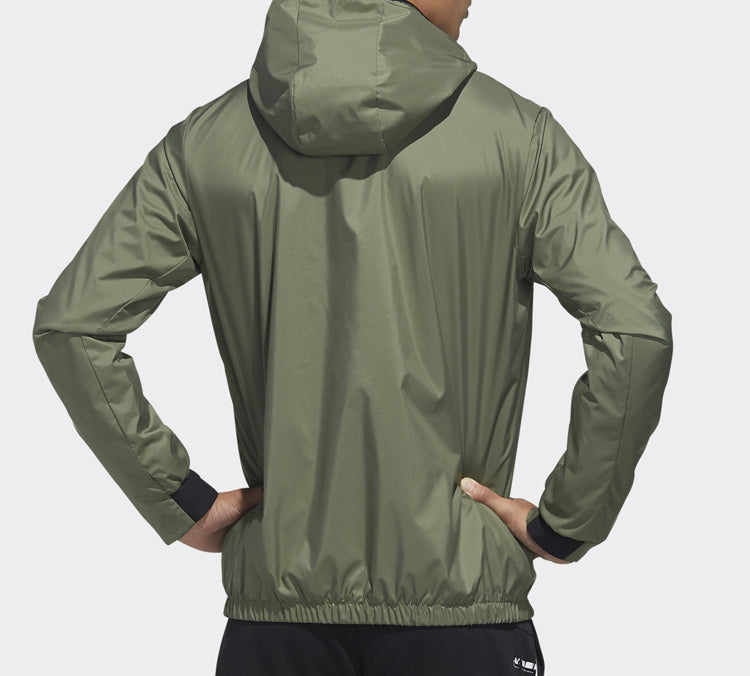 adidas Stripe Printing Sports hooded Cardigan Jacket Green FM9434