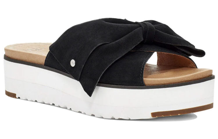 (WMNS) UGG Joanie Platform Slide Bow Black Slippers 1107885-BLK