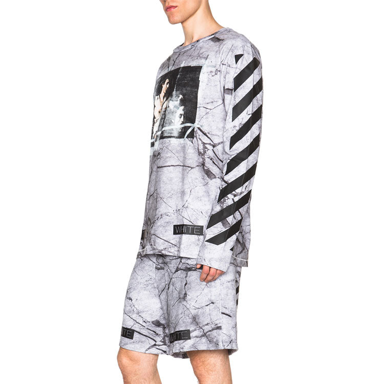 Off-White SS21 Large Printing Pullover Gray White OMBA003G20FLE0029988