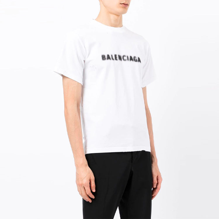 Balenciaga Blurred Logo T-Shirt 'White Black' 661705TKVD59040