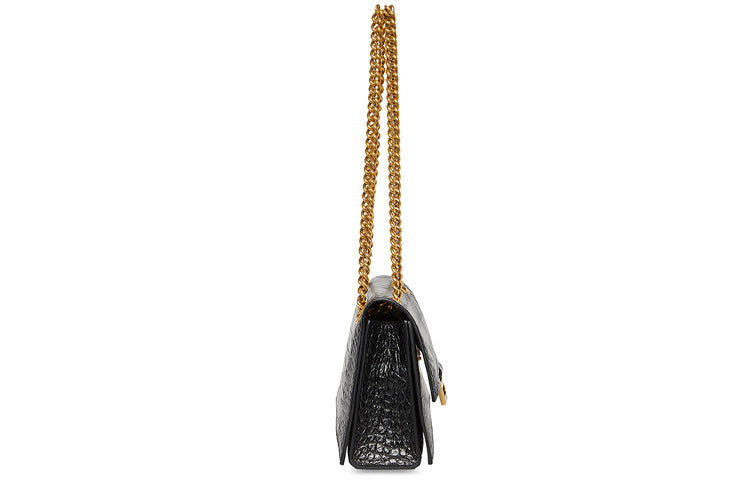 (WMNS) Balenciaga Crush Small Chain Bag Crocodile Embossed 'Black' 716351210IX1000