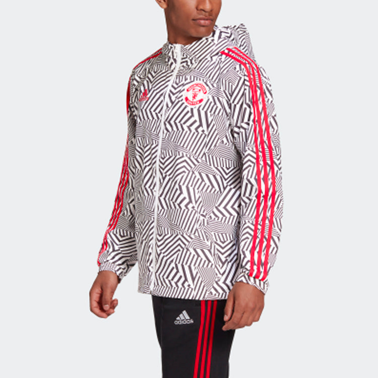 adidas Manchester United Soccer/Football Sports Hooded Jacket White FR3843